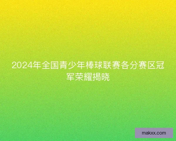2024年全国青少年棒球联赛各分赛区冠军荣耀揭晓